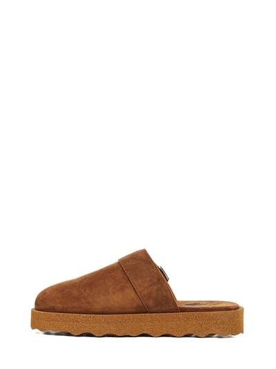 Off-white Comfort Suede Slippers In Brown