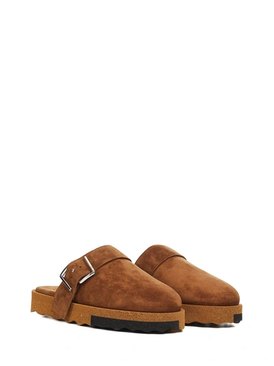 Off-white Comfort Suede Slippers In Brown