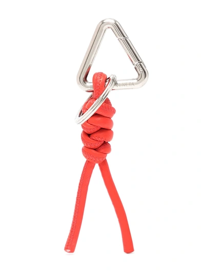 Shop Bottega Veneta Knotted Charm Keyring In Orange