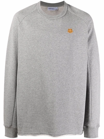 Shop Kenzo Logo-patch Crew Neck Sweatshirt In Grey