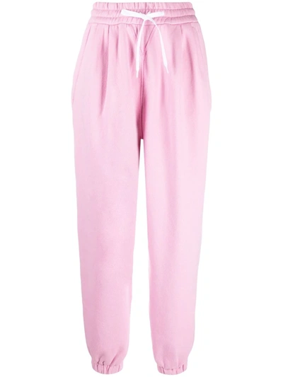 Shop Miu Miu Tapered Cotton Track Pants In Pink
