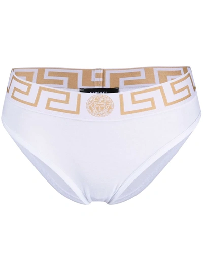 Gedeeltelijk Tussen Verzorgen Versace Greca-waistband Briefs In Bianco | ModeSens