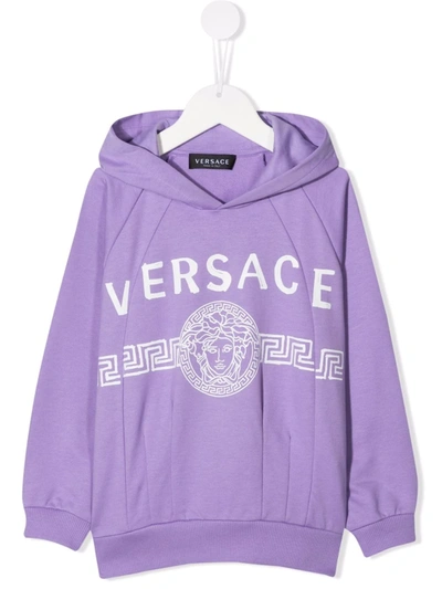 Shop Versace Medusa-head Print Hoodie In Purple