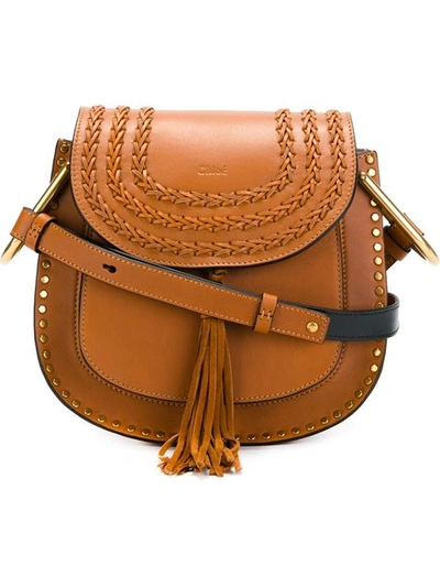 Chloé Hudson Small Suede Shoulder Bag In Caramel