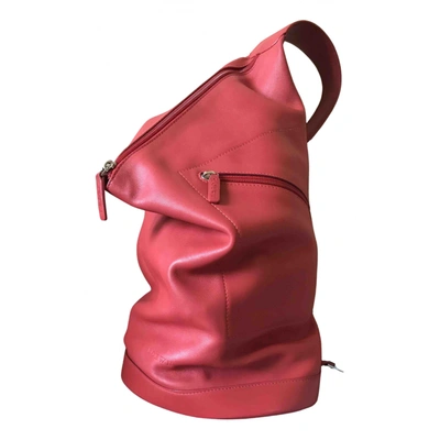 Pre-owned Loewe Anton Leather Backpack In Red
