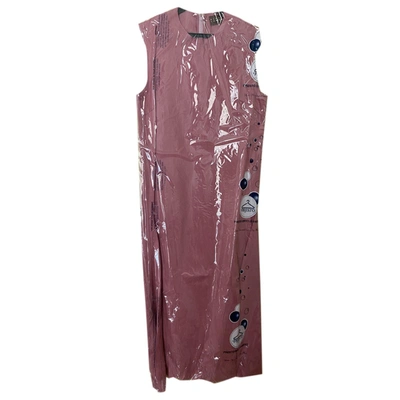 Pre-owned Albus Lumen Linen Mid-length Dress In Pink