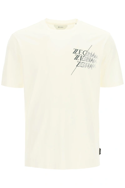 Shop Z Zegna Logo Print Regular T-shirt In White
