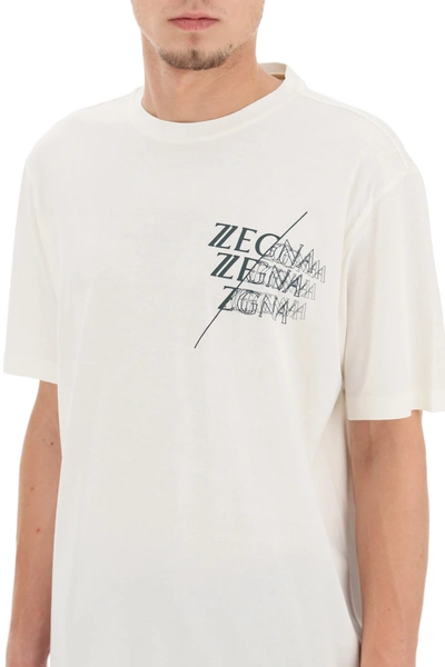 Shop Z Zegna Logo Print Regular T-shirt In White