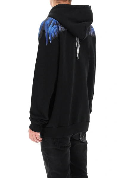 Shop Marcelo Burlon County Of Milan Wings Hoodie In Black,white,blue