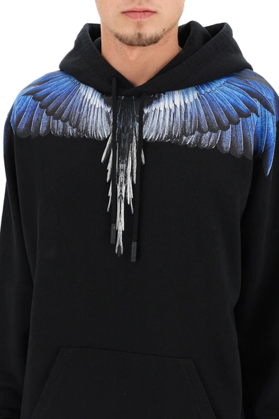 Shop Marcelo Burlon County Of Milan Wings Hoodie In Black,white,blue