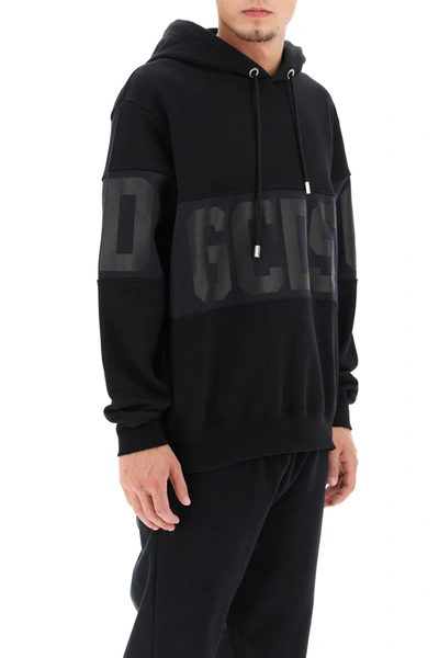 Shop Gcds Hoodie With Logo Band In Black,blue