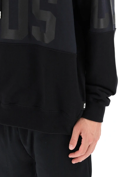Shop Gcds Hoodie With Logo Band In Black,blue