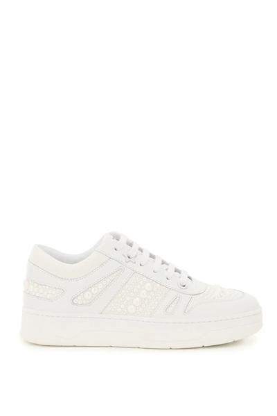 Shop Jimmy Choo Hawaii Sneakers With Pearls In White