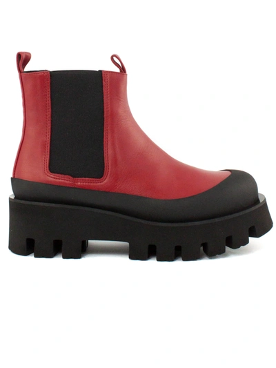 Shop Paloma Barceló Red Leather Celine Chelsea Boots In Rosso