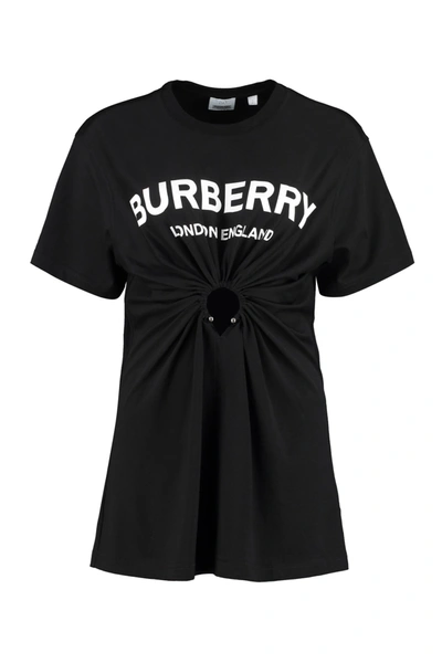 Shop Burberry Logo Cotton T-shirt In Black