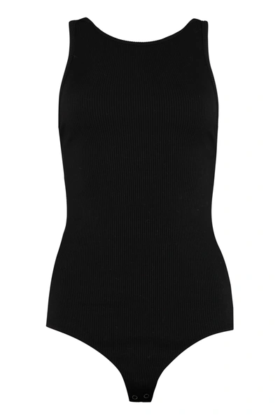 Shop Agolde Nova Sleeveless Bodysuit In Black