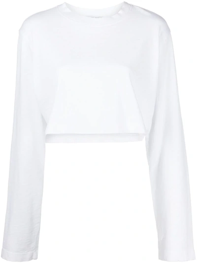 Shop Cotton Citizen Cropped Long-sleeve Top In Weiss
