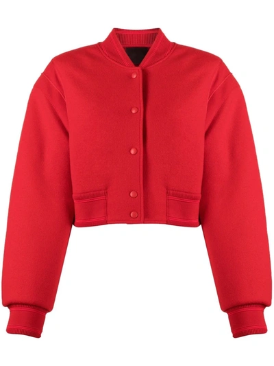 Shop Givenchy Cropped Logo-band Bomber Jacket In Rot