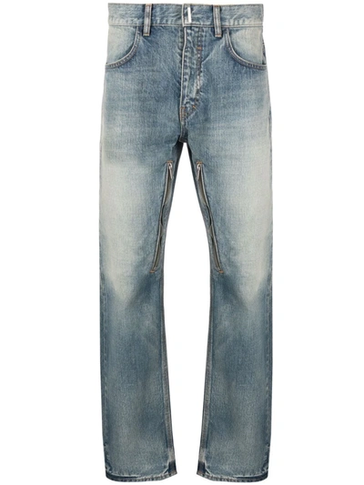 Shop Givenchy Straight-leg Zip-pocket Jeans In Blau