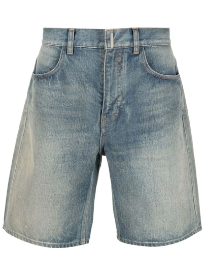 Shop Givenchy Wide-leg Denim Shorts In Blau