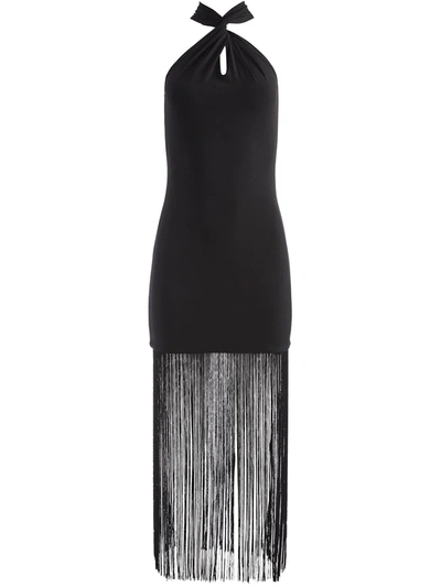 Shop Alice And Olivia Steph Fringed Dress In 黑色