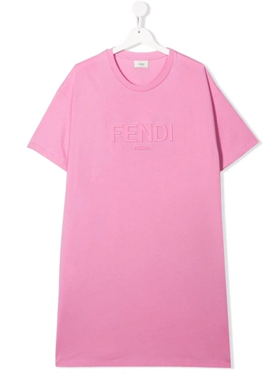 Shop Fendi Teen Logo-lettering T-shirt In Pink