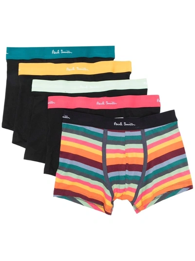 Shop Paul Smith Logo-print Boxers (pack Of Five) In Black