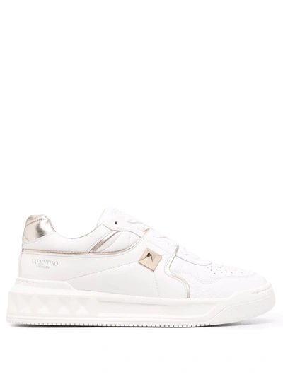 Valentino Low-top One Stud White Sneakers In White