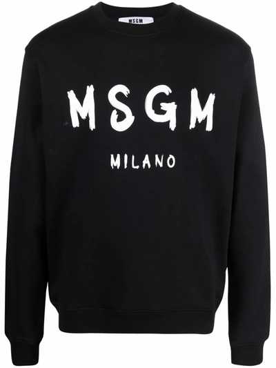 Shop Msgm Logo-print Sweatshirt In Black