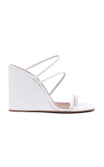 Shop Amina Muaddi Women's Naima Wedge Sandals In White