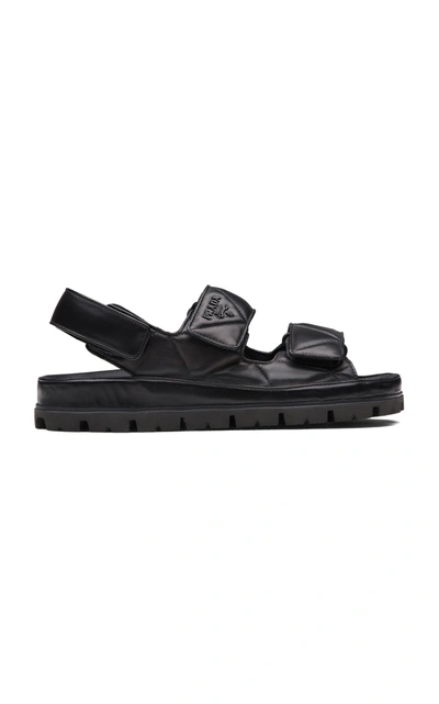 Shop Prada Quilted Leather Sandals In Black