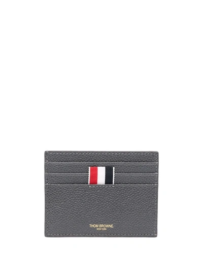Thom Browne Gray Crab Appliqué Card Holder In Grey