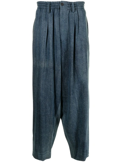 Shop Yohji Yamamoto Wide-leg Denim Trousers In Blau