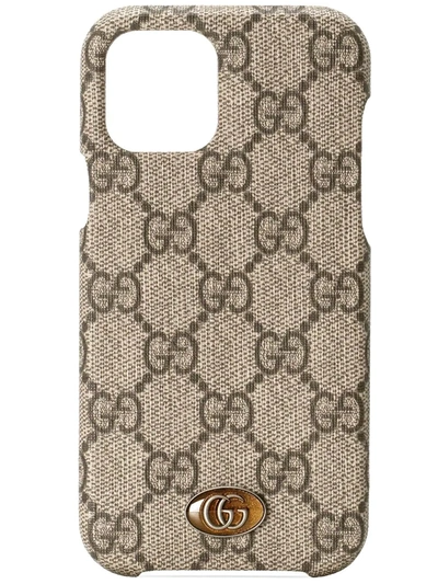 Shop Gucci Ophidia Iphone 12/12 Pro Gg Supreme Phone Case In Nude