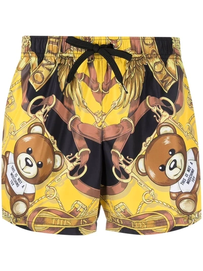 Shop Moschino Teddy-print Swim Shorts In Schwarz