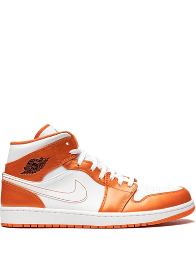 Shop Jordan Air  1 Mid Se "electro Orange" Sneakers In White