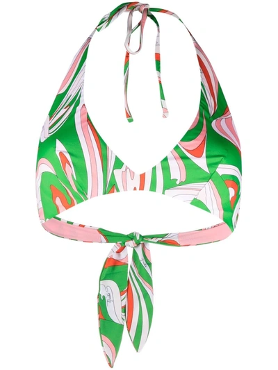 Shop Emilio Pucci Vortici Print Bikini Top In Grün