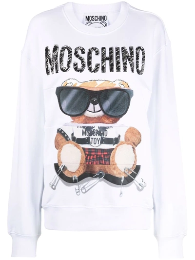 Shop Moschino Toy Bear Sweatshirt In Weiss