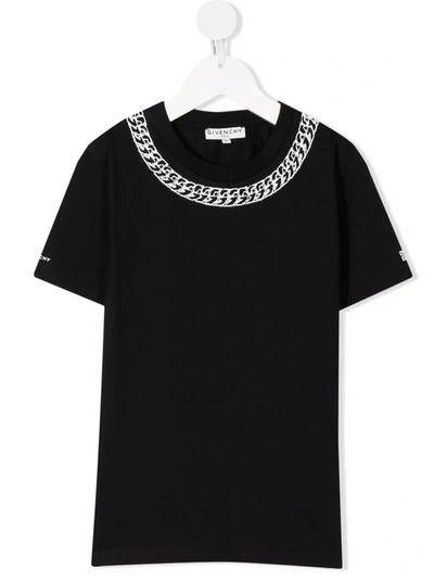 Shop Givenchy Chain-print Cotton T-shirt In Black