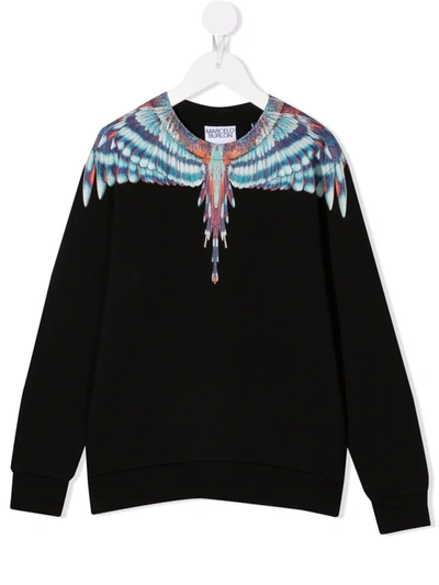 Shop Marcelo Burlon County Of Milan Wings-print Cotton Sweatshirt In Black