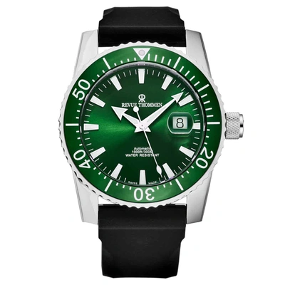 Shop Revue Thommen Diver Automatic Green Dial Mens Watch 17030.2534 In Black / Green