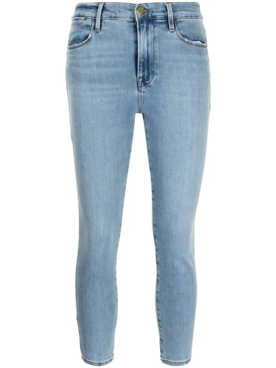 Shop Frame Le High Skinny Cropped Jeans In Blau