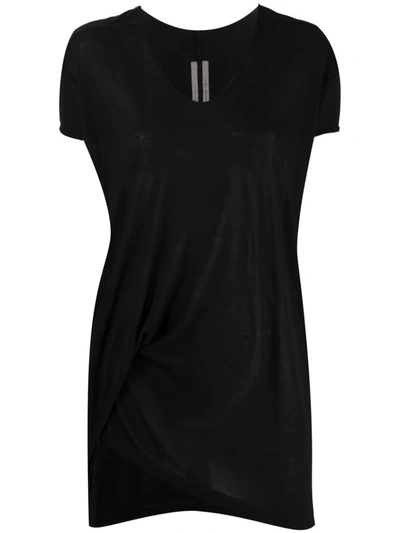 Shop Rick Owens Short Sleeve Asymmetric Hem T-shirt In Schwarz