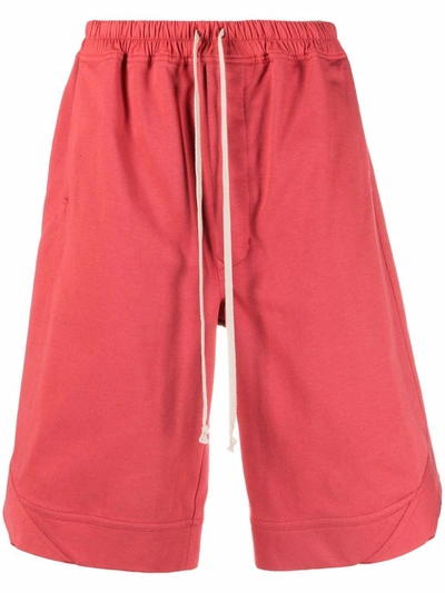 Shop Rick Owens Drawstring-fastening Track Shorts In Red