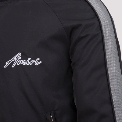 Shop Amiri Satin Hardcore Track Bomber Jacket In Black
