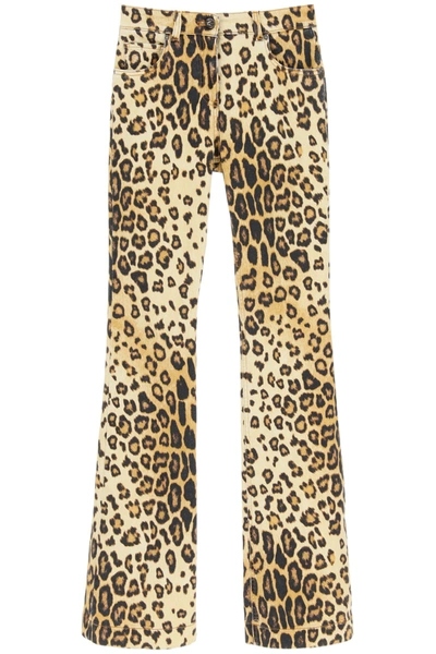 Shop Etro Leopard Print Flared Jeans In Beige (brown)