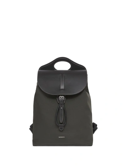 Shop Burberry Pocket Two-tone Backpack In Schwarz