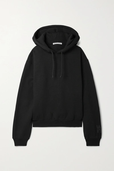 Shop Alexander Wang T Cotton-blend Jersey Hoodie In Black