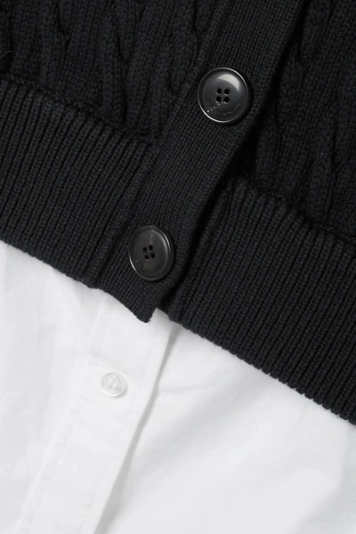Shop Alexander Wang T Layered Cotton-blend And Cotton Oxford Cardigan In Black