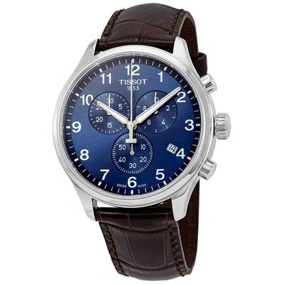 Shop Tissot Chrono Xl Chronograph Blue Dial Men's Watch T116.617.16.047.00 In Blue / Brown